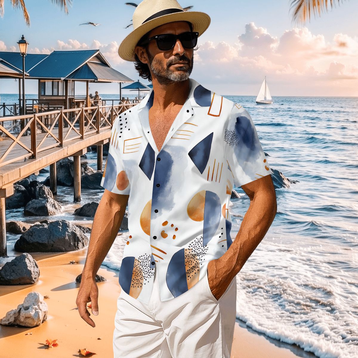 custom image men's 100% cotton short sleeve button down shirt floral pattern smart casual chinese style mandarin collar for spring summer custom image men's 100% cotton short sleeve button down shirt floral pattern smart casual chinese style mandarin collar for spring summer