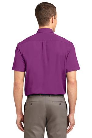 port authority men's short sleeve easy care shirt 55/45 cotton poly, has a contrast neckband, pocket and comes with your logo port authority men's short sleeve easy care shirt 55/45 cotton poly, has a contrast neckband, pocket and comes with your logo