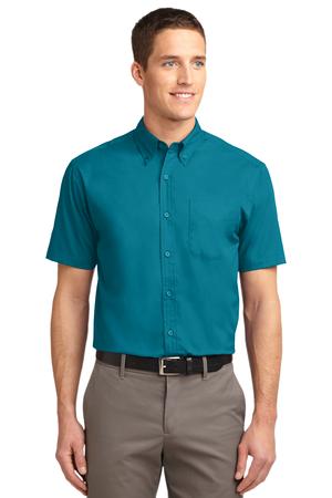 port authority men's short sleeve easy care shirt 55/45 cotton poly, has a contrast neckband, pocket and comes with your logo port authority men's short sleeve easy care shirt 55/45 cotton poly, has a contrast neckband, pocket and comes with your logo