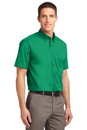 port authority men's short sleeve easy care shirt 55/45 cotton poly, has a contrast neckband, pocket and comes with your logo port authority men's short sleeve easy care shirt 55/45 cotton poly, has a contrast neckband, pocket and comes with your logo