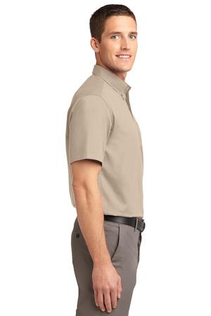 port authority men's short sleeve easy care shirt 55/45 cotton poly, has a contrast neckband, pocket and comes with your logo port authority men's short sleeve easy care shirt 55/45 cotton poly, has a contrast neckband, pocket and comes with your logo